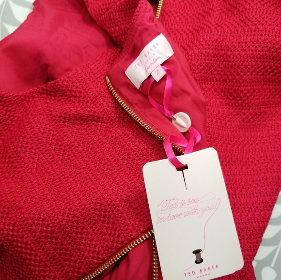 🍒NWT🍒 TED BAKER TWEED RED SKATER DRESS - Picture 5 of 6